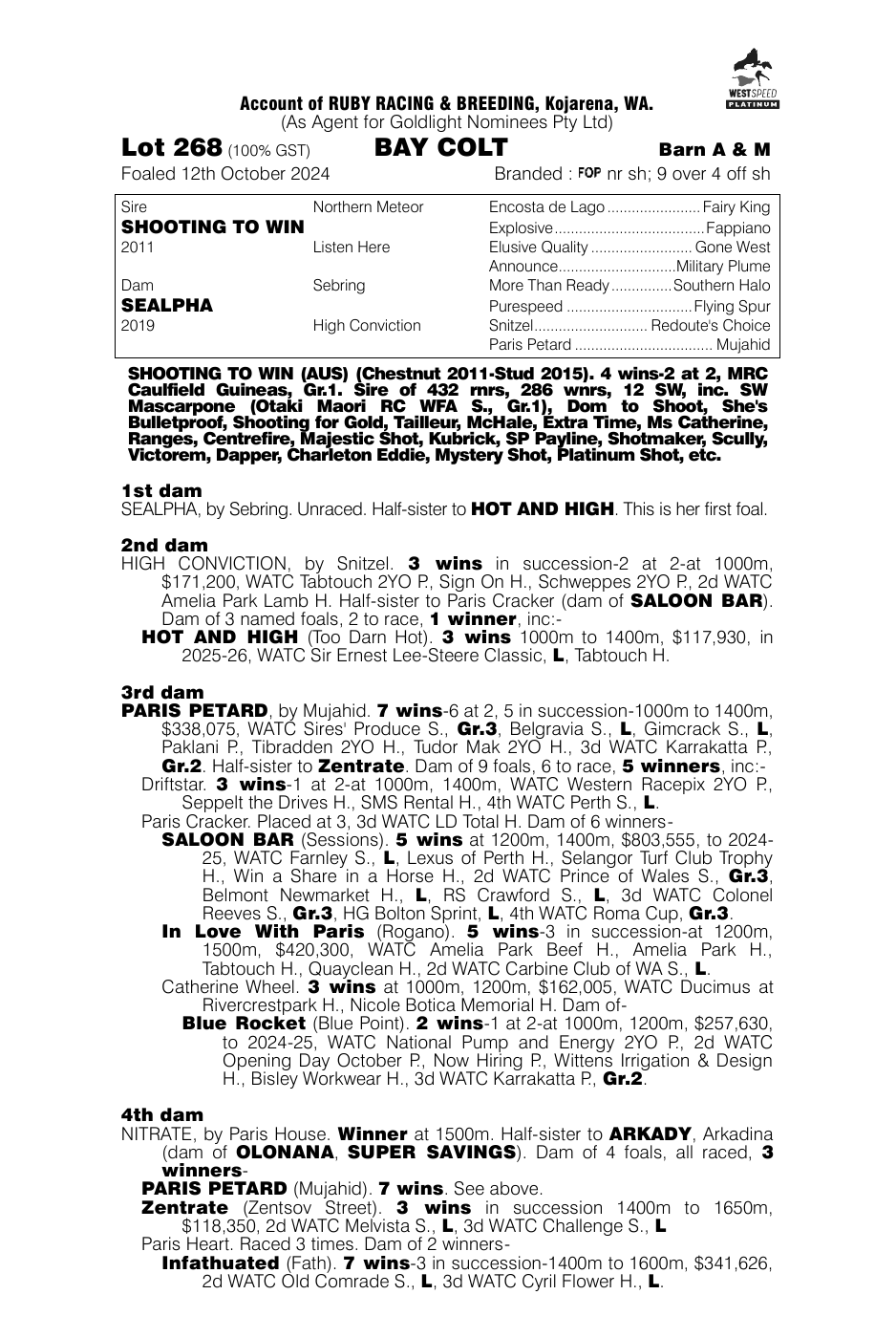 Pedigree - Lot 268