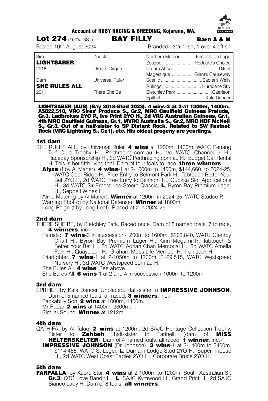Pedigree - Lot 274