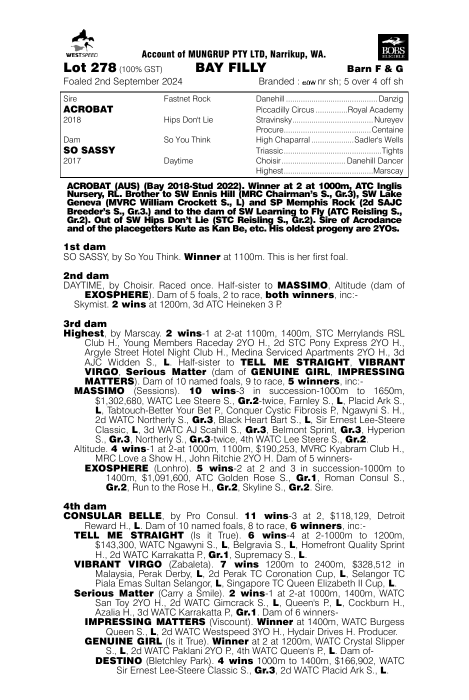 Pedigree - Lot 278