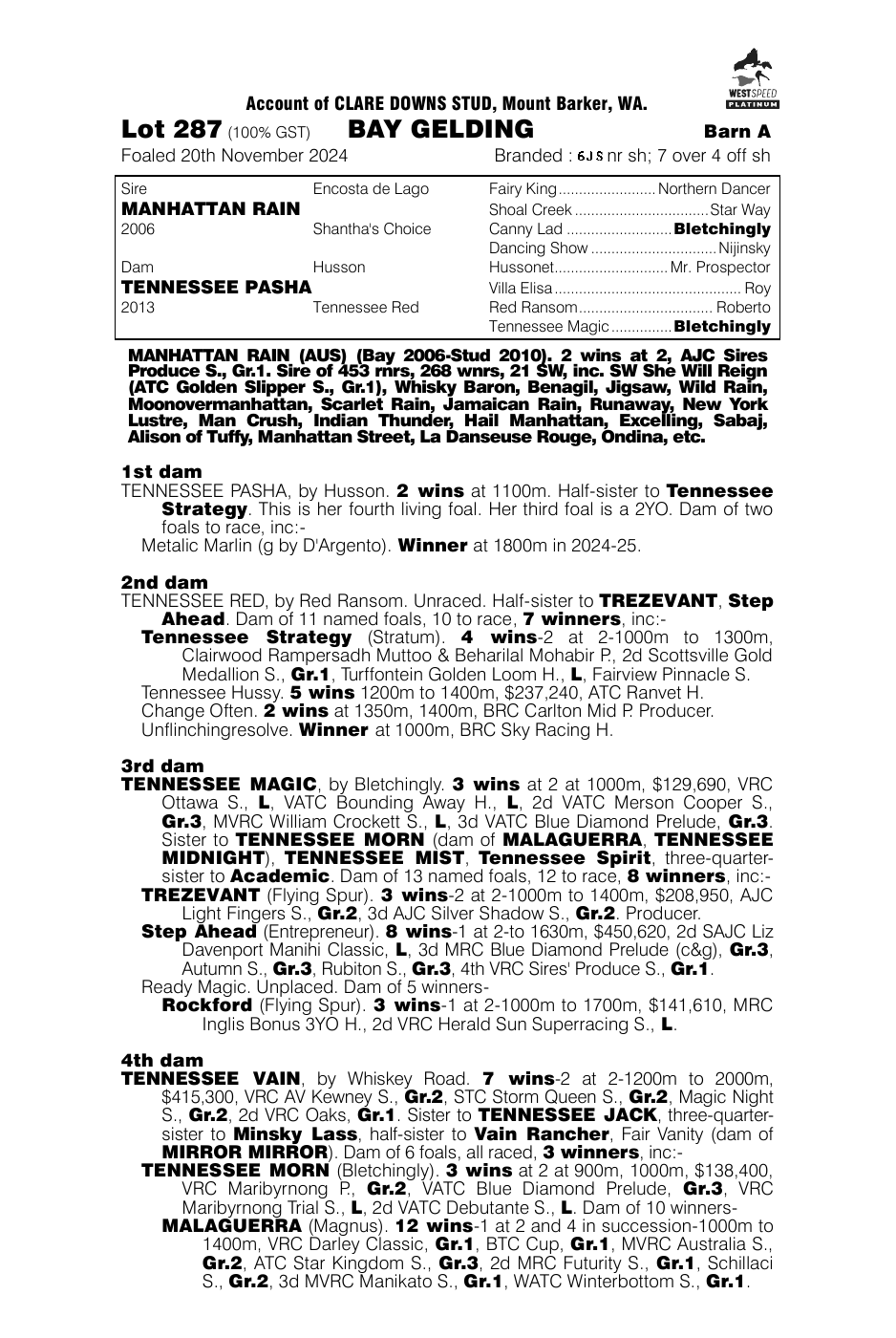Pedigree - Lot 287