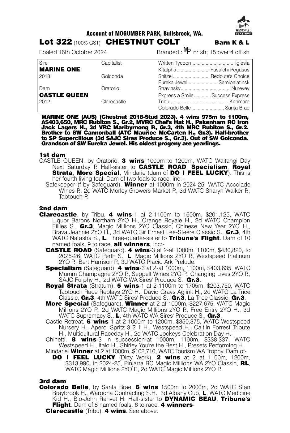 Pedigree - Lot 322