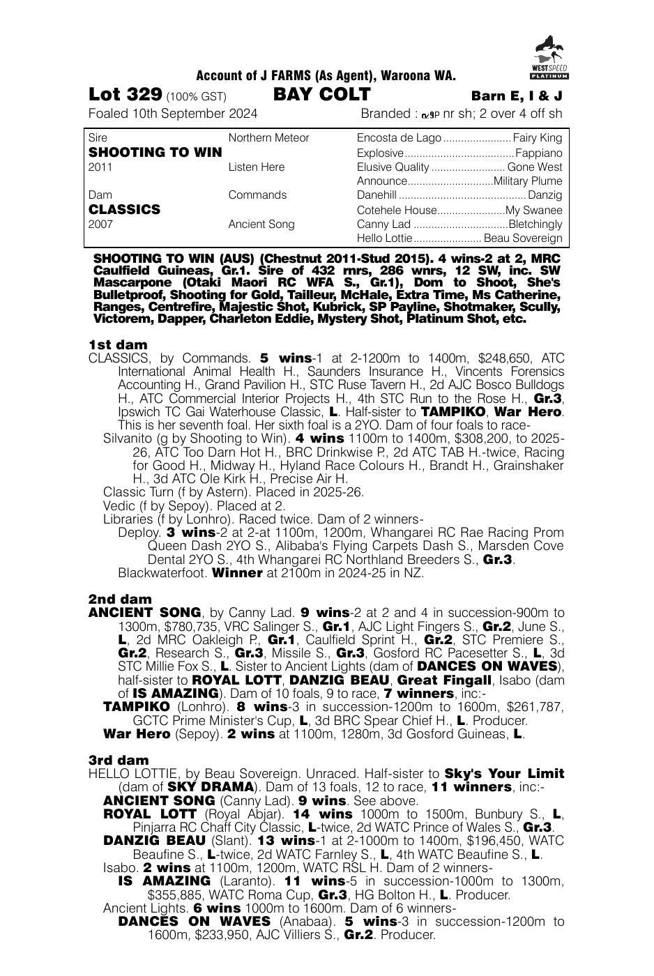 Pedigree - Lot 329