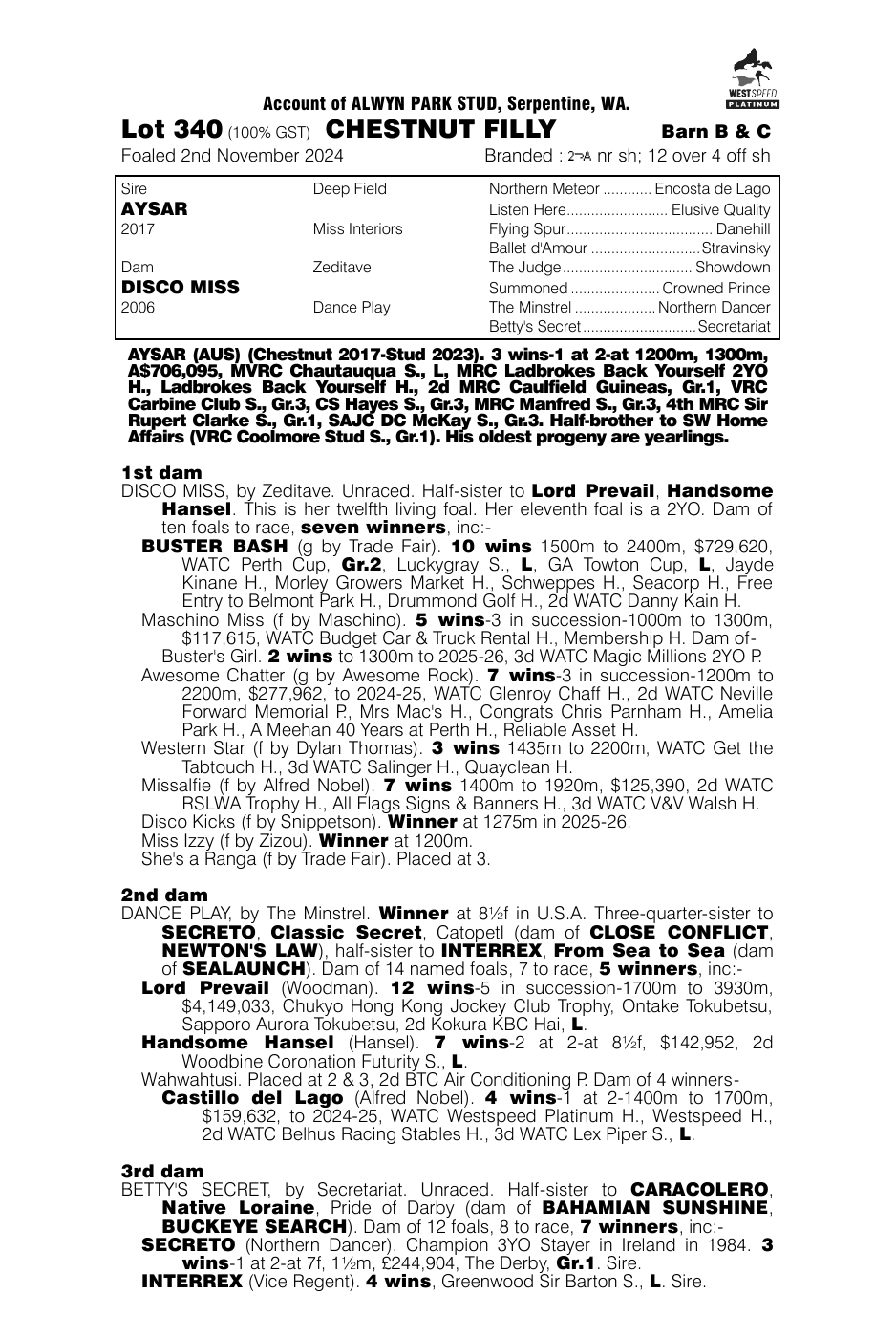Pedigree - Lot 340