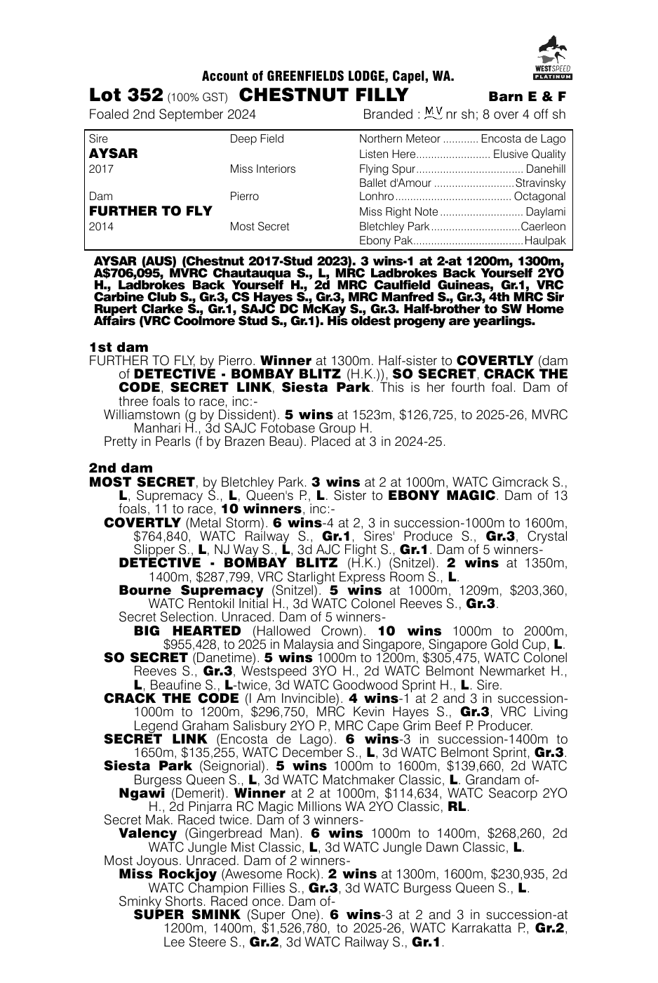 Pedigree - Lot 352