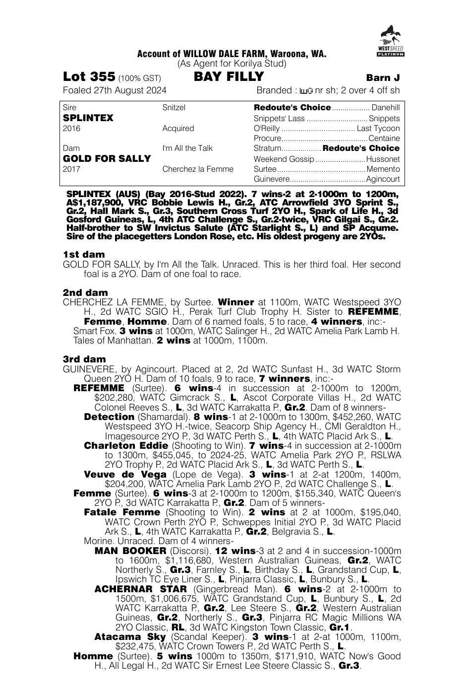 Pedigree - Lot 355