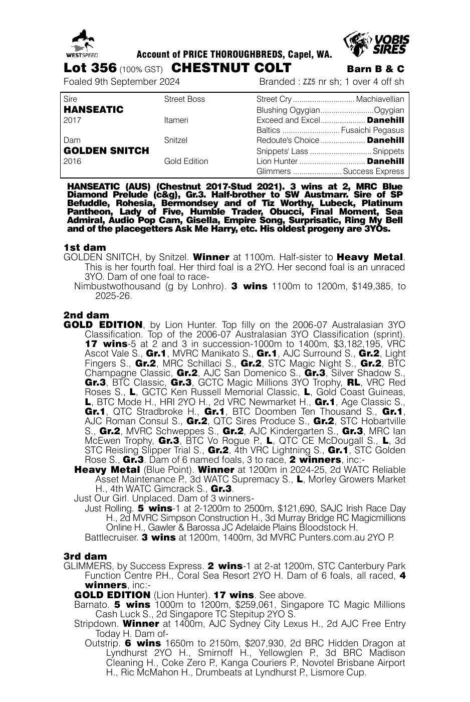 Pedigree - Lot 356