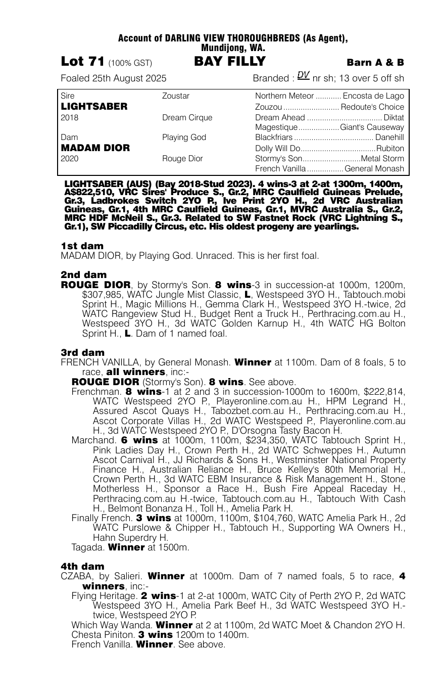 Pedigree - Lot 71