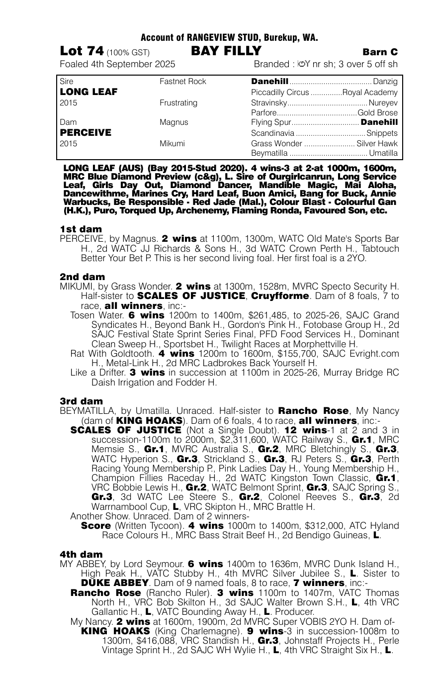 Pedigree - Lot 74