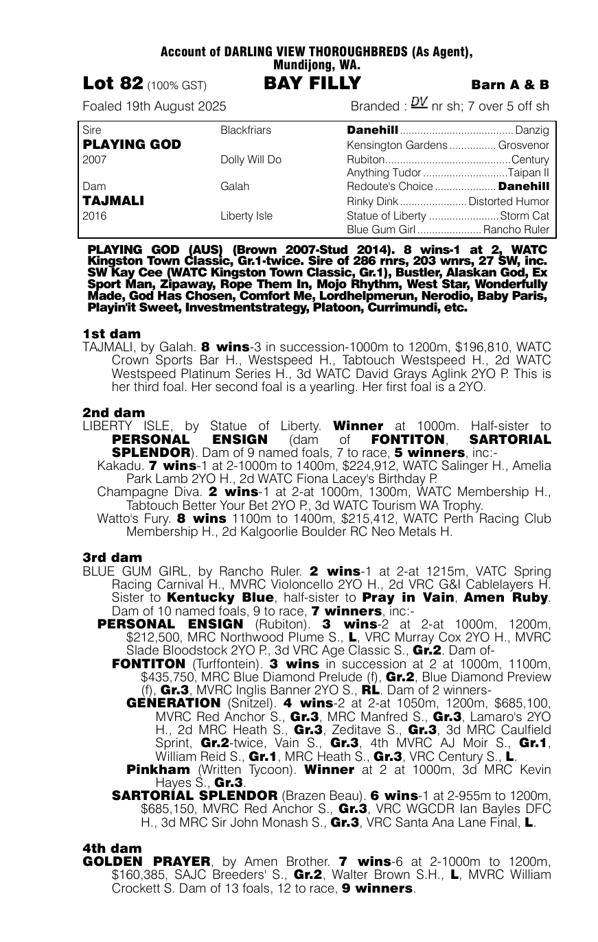 Pedigree - Lot 82