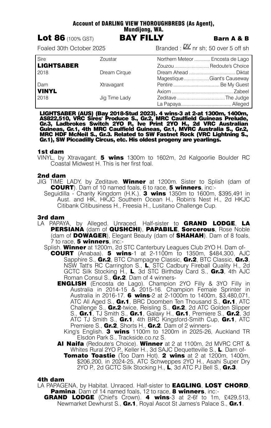 Pedigree - Lot 86