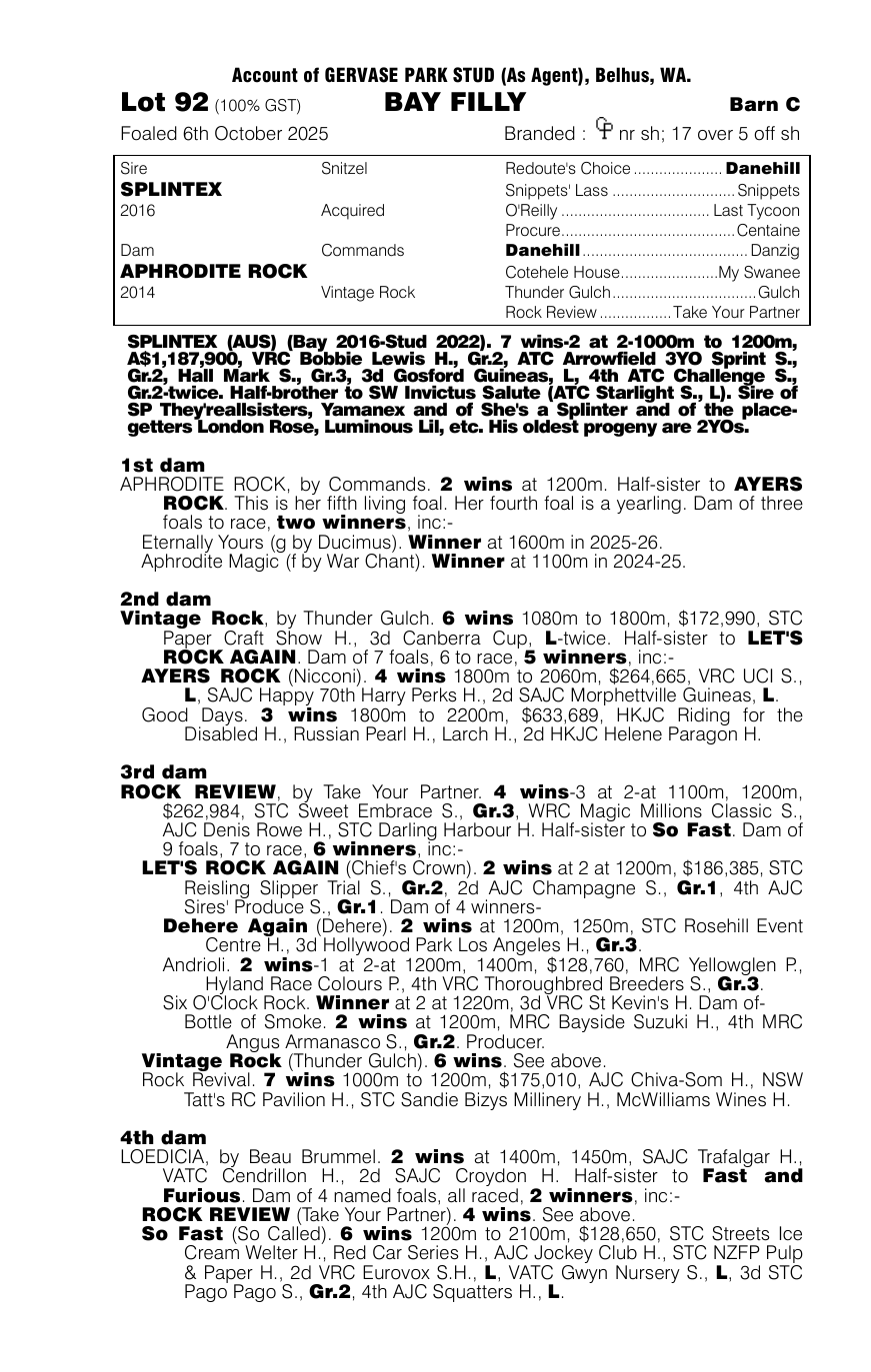 Pedigree - Lot 92