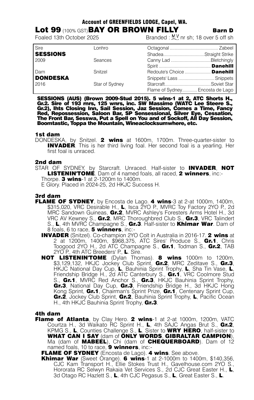 Pedigree - Lot 99