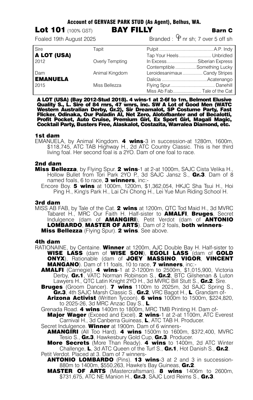Pedigree - Lot 101