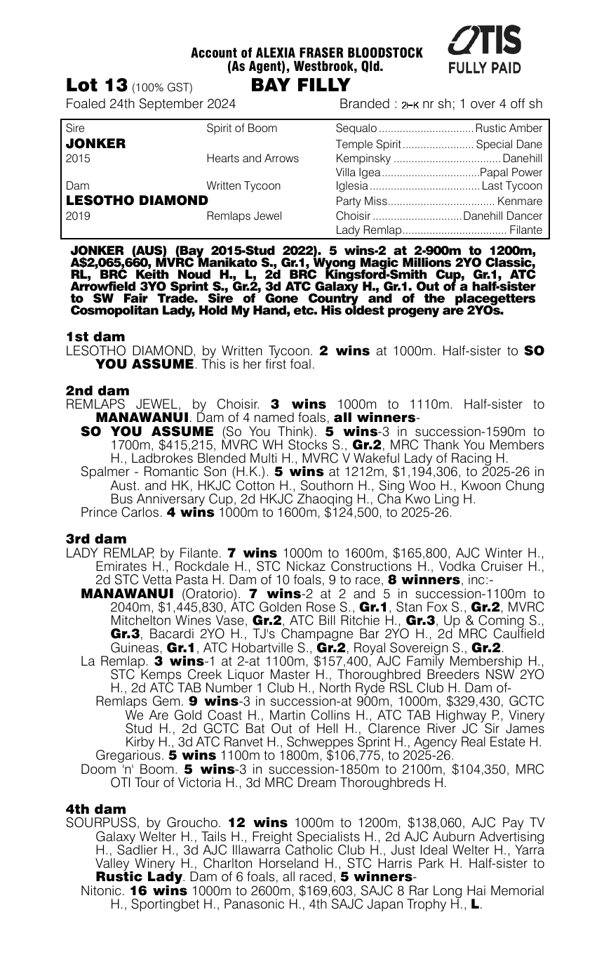 Pedigree - Lot 13