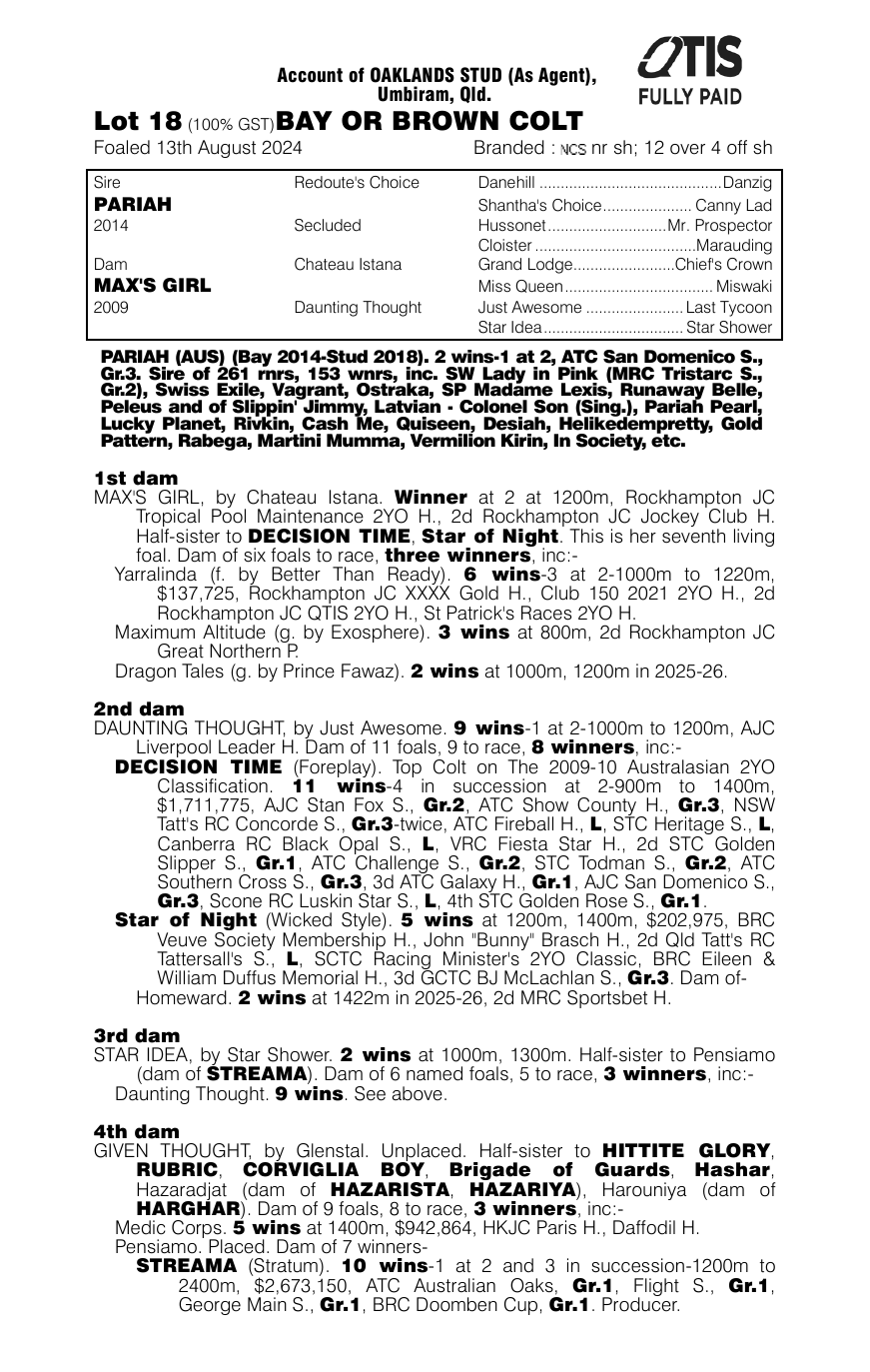 Pedigree - Lot 18