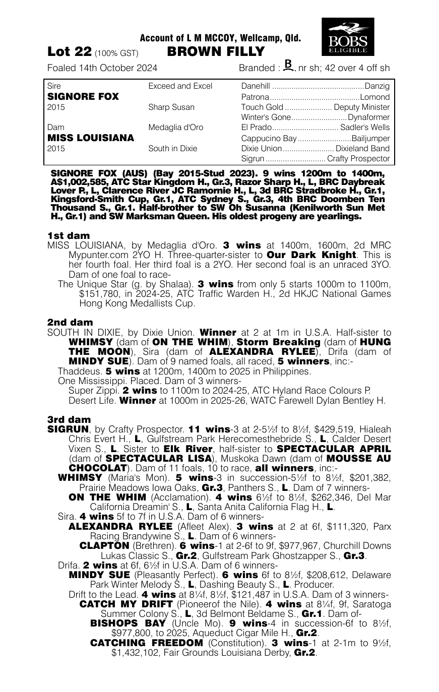 Pedigree - Lot 22