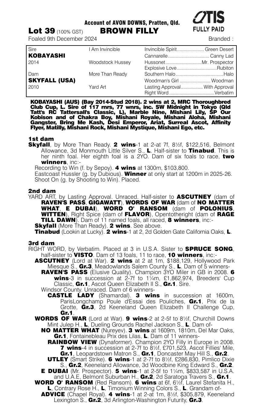 Pedigree - Lot 39