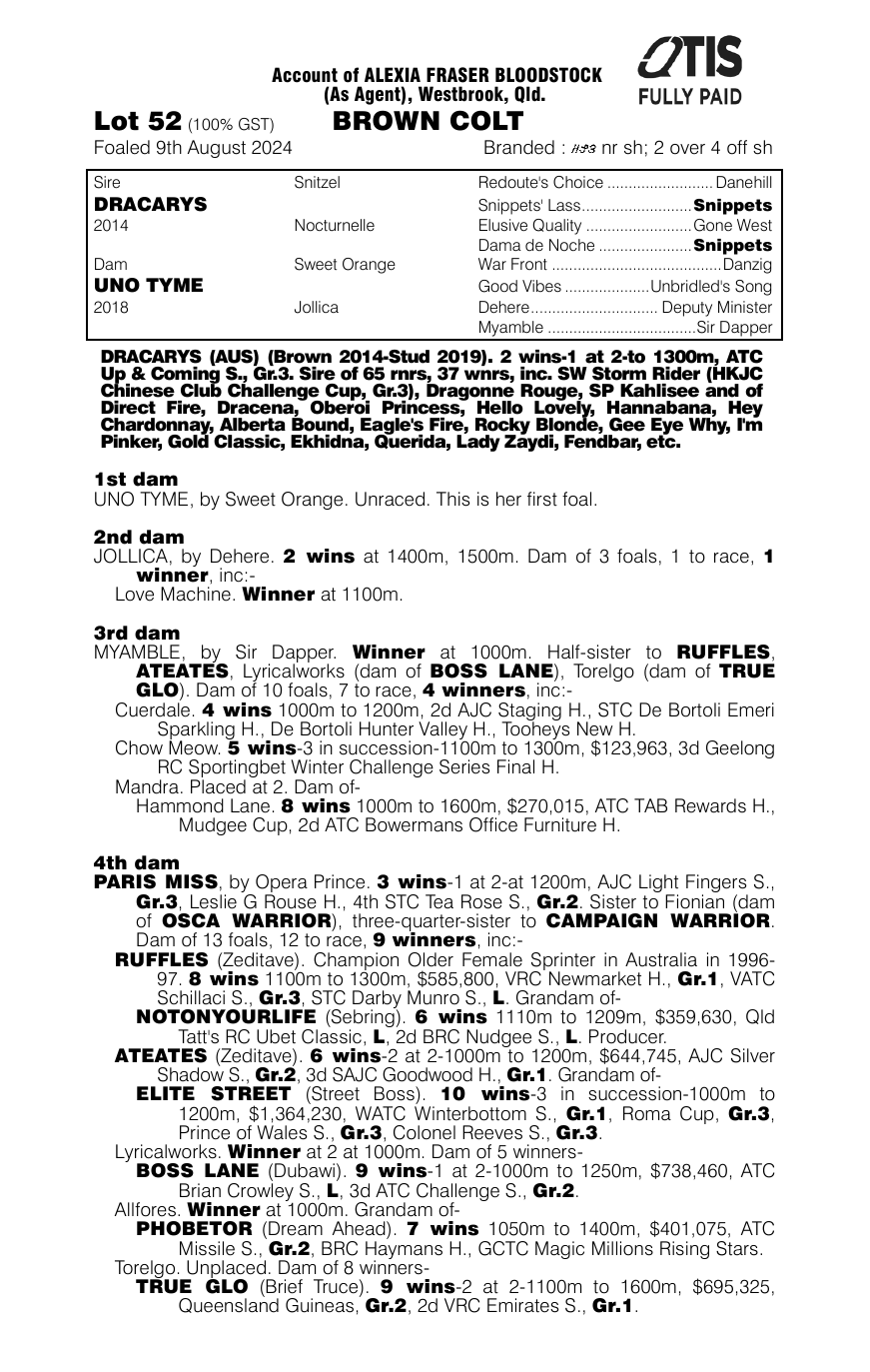Pedigree - Lot 52