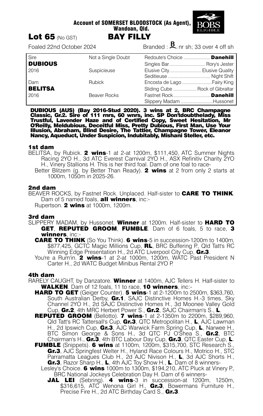 Pedigree - Lot 65