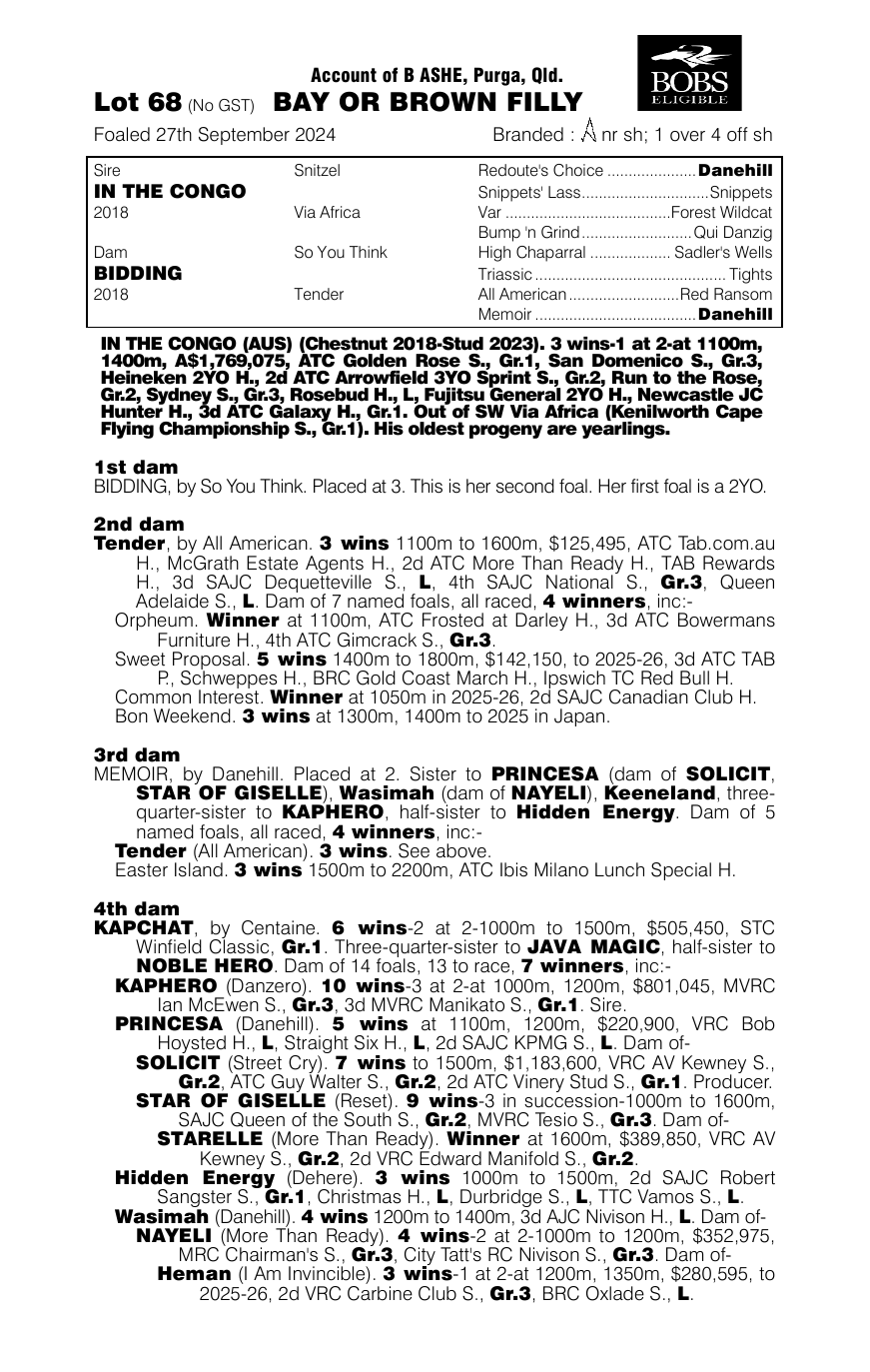 Pedigree - Lot 68