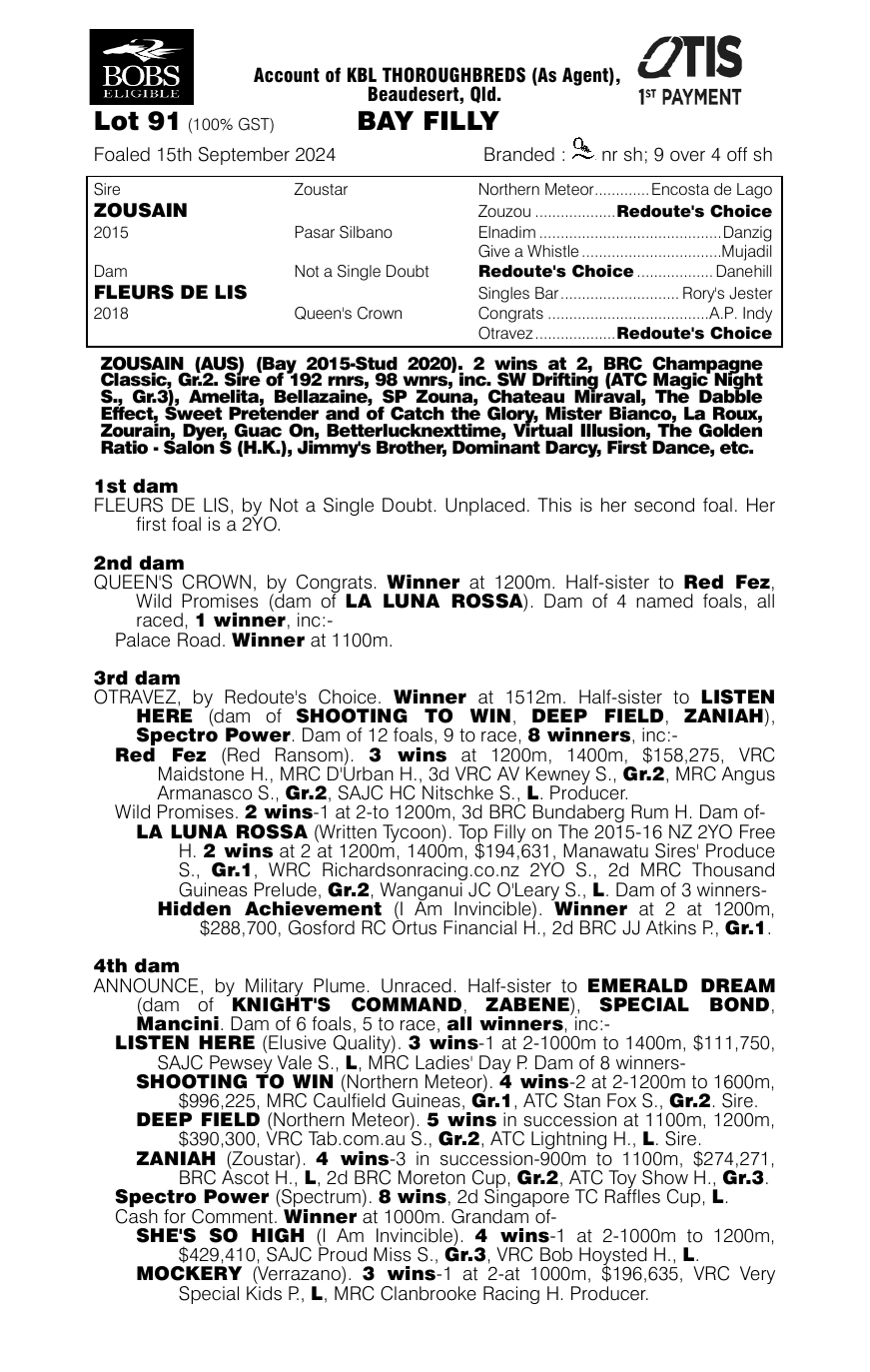 Pedigree - Lot 91