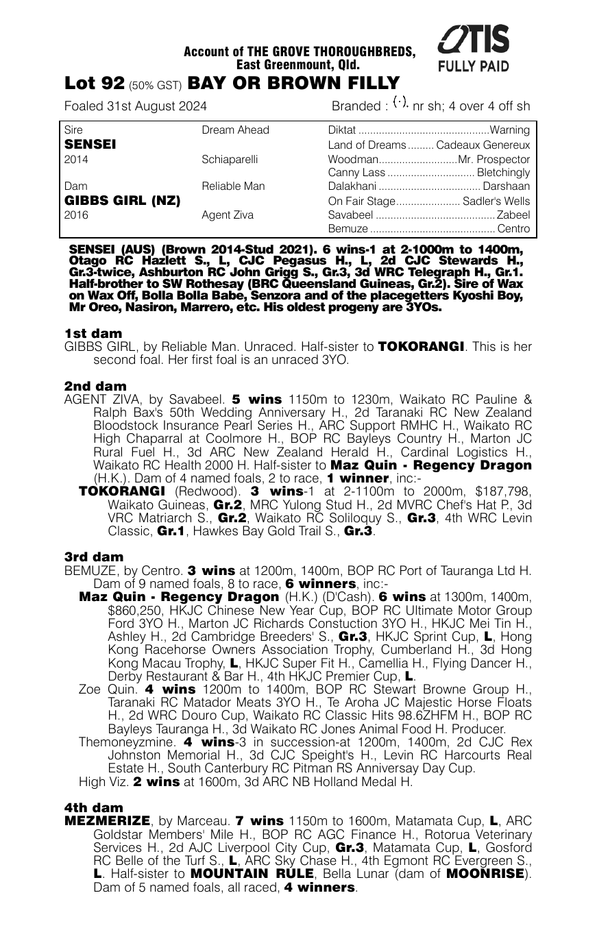 Pedigree - Lot 92