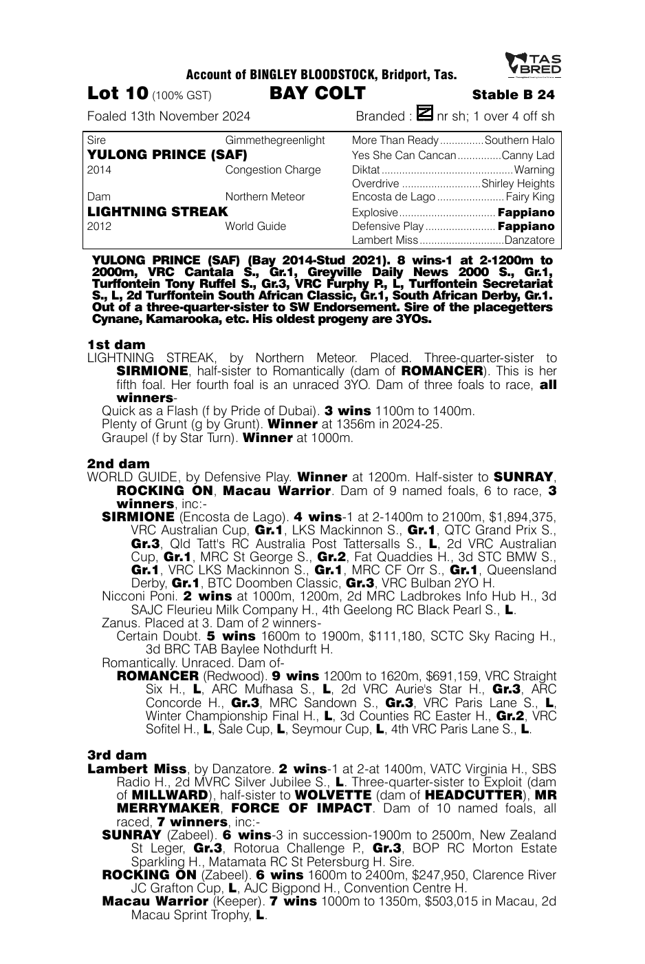 Pedigree - Lot 10