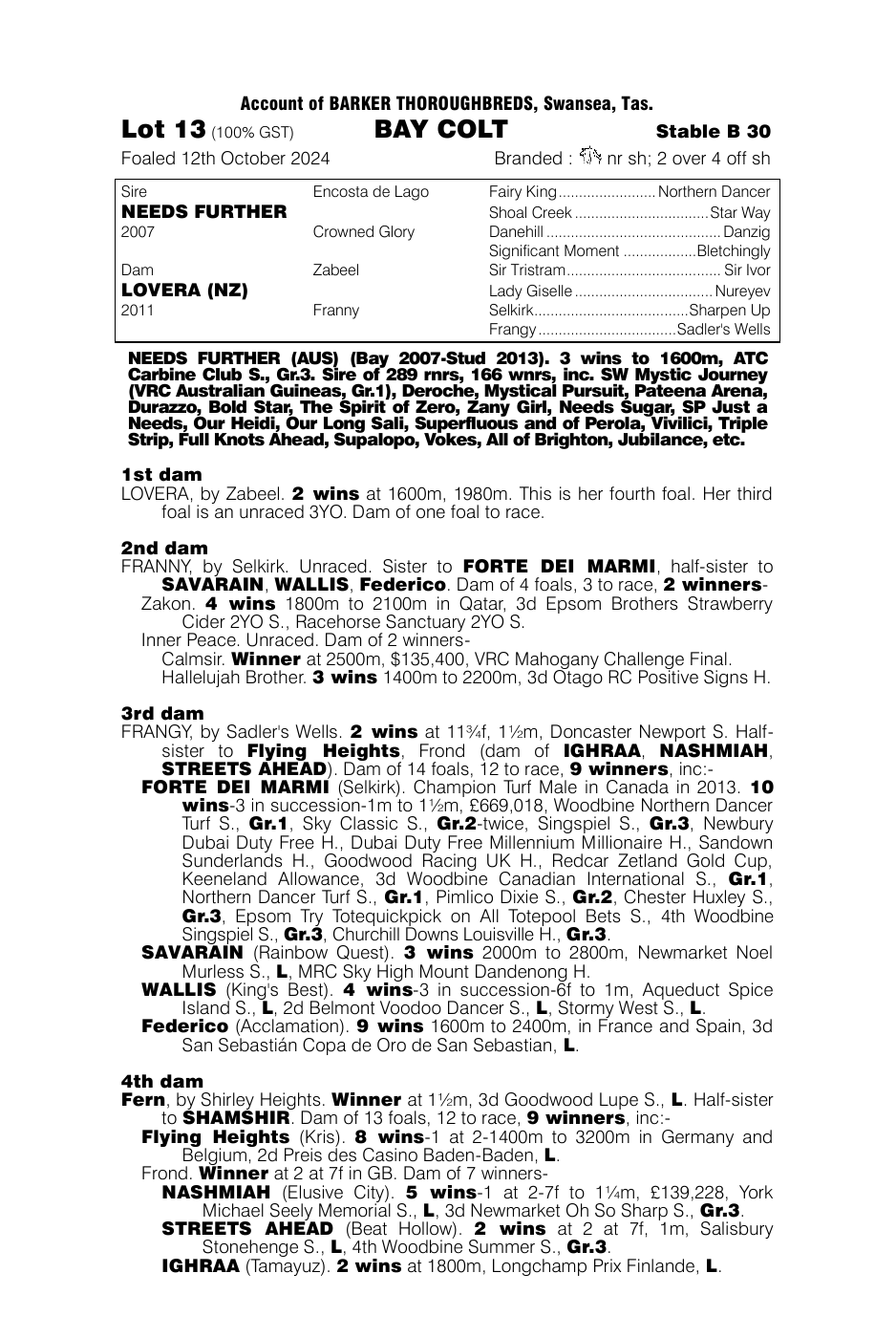 Pedigree - Lot 13