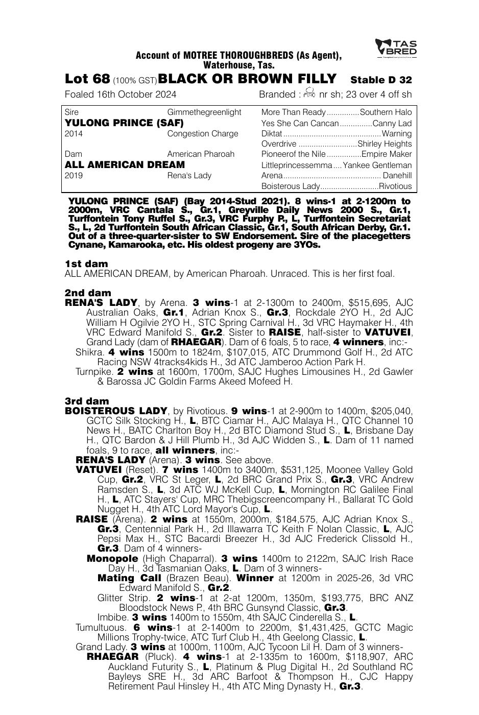 Pedigree - Lot 68
