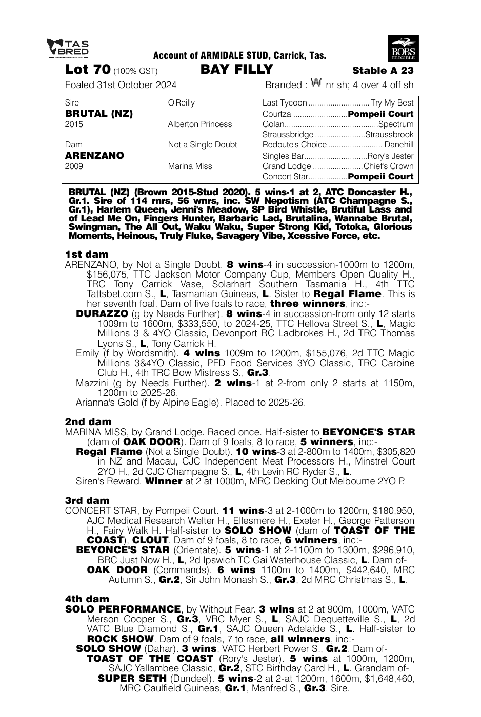 Pedigree - Lot 70