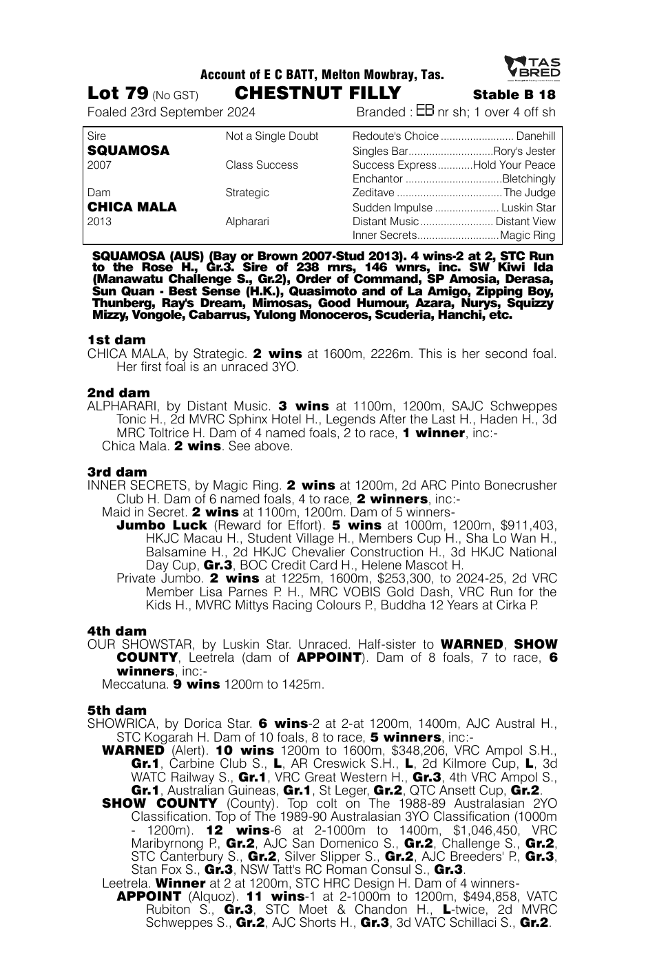 Pedigree - Lot 79