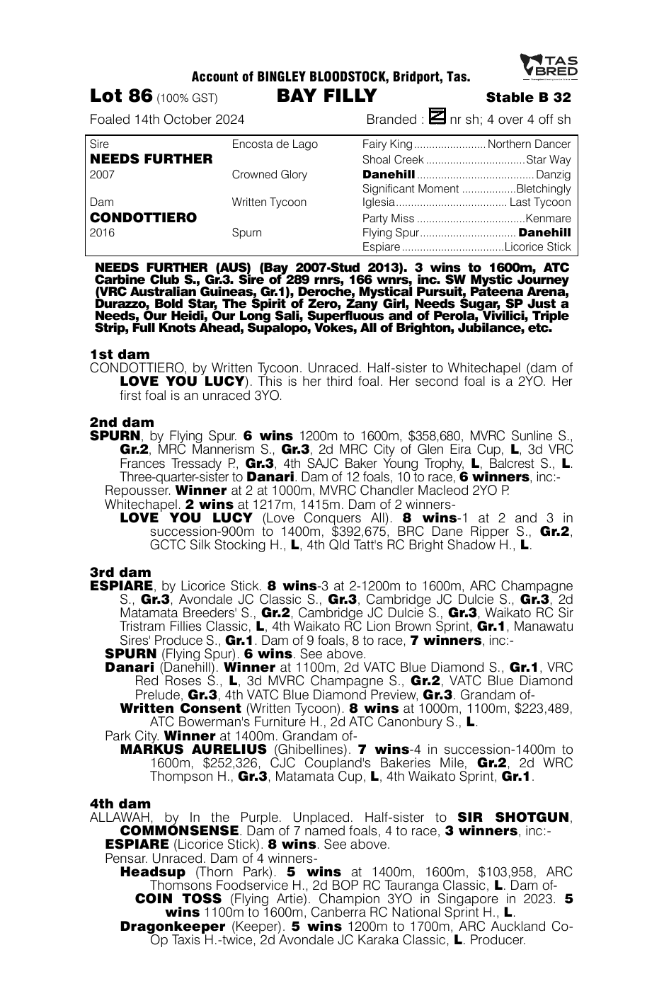 Pedigree - Lot 86